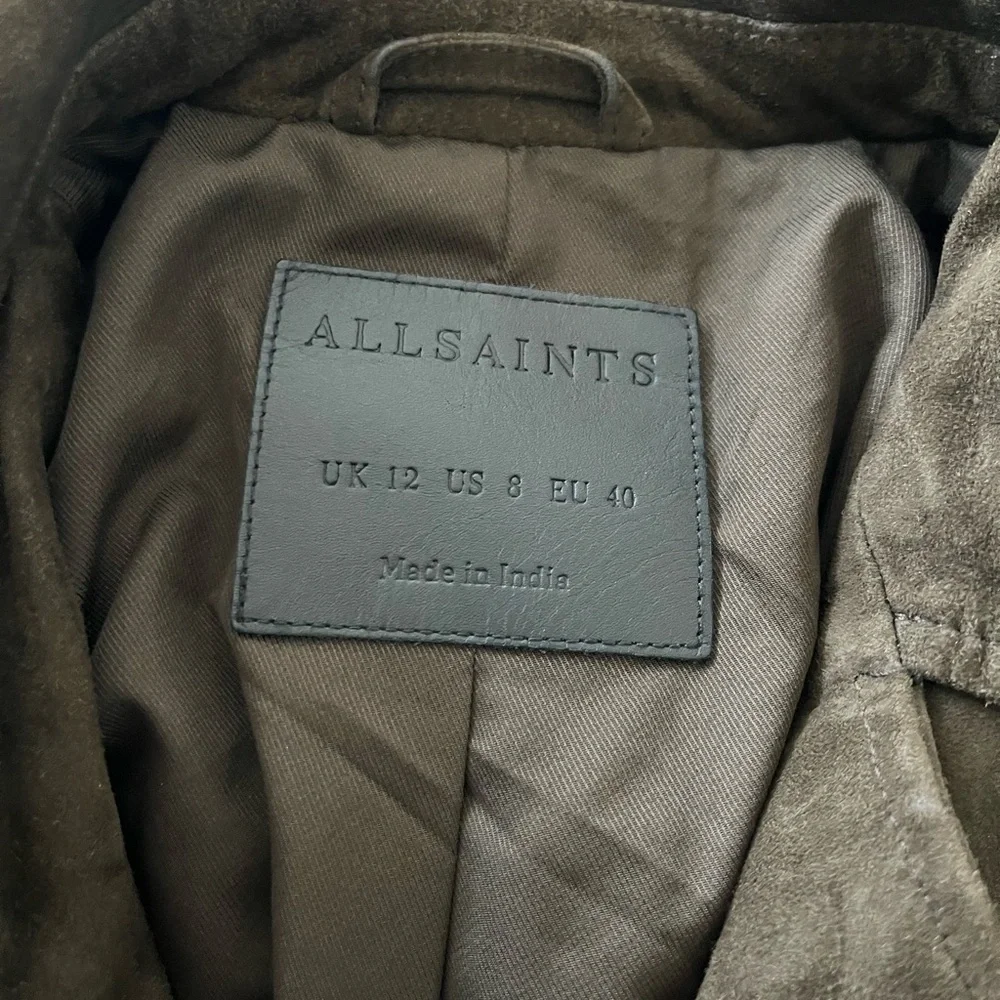 All Saints Olive Leather Jacket - Picture 2 of 7